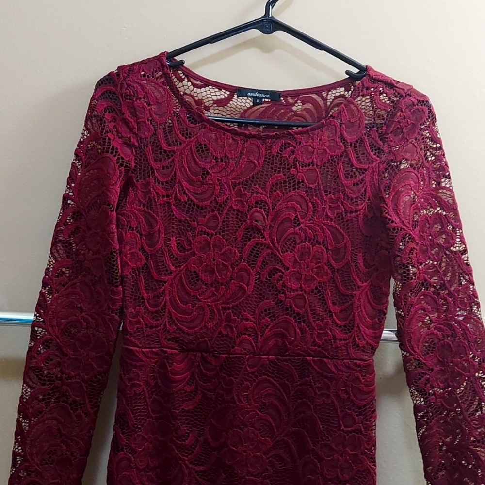 Ambiance Tight-Fitting All Lace Formal Party Dress